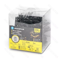 Lampki choinkowe sznur na 3 baterie AA 200LED 5M Ciepłe